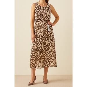 BOG2 Free AA Studio Brown Abstract Midi Dress – Size 6 NWT